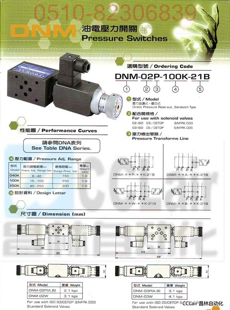 臺肯 油電壓力開關(guān) DNM-02W-100K-06i DNM-02B-100K-06i DNM-03A-100K-06i